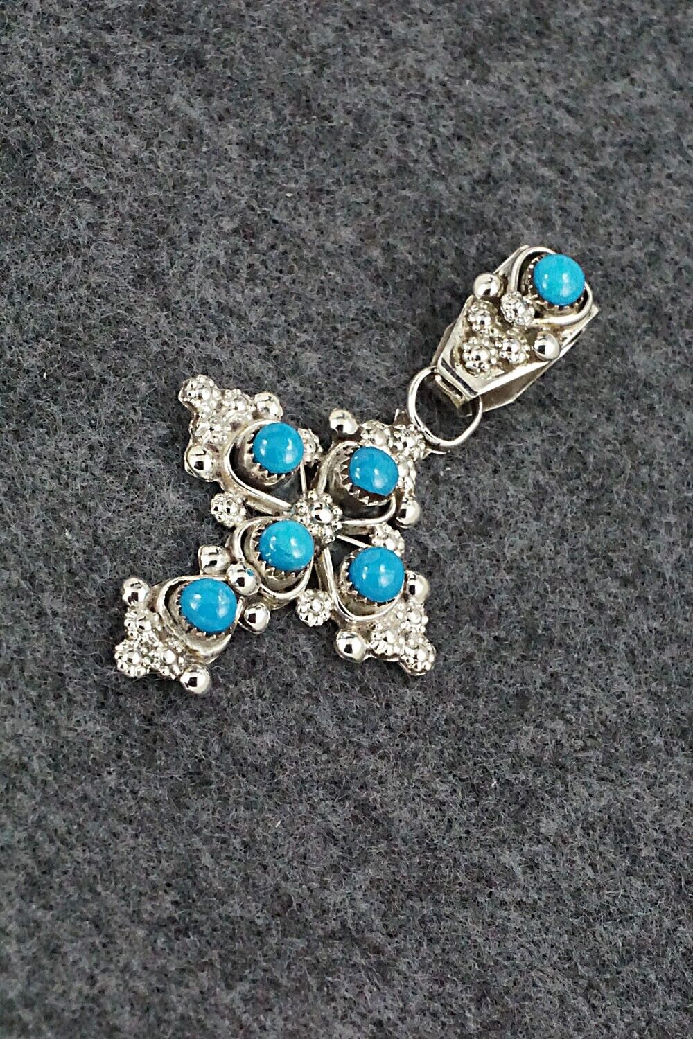 Turquoise and Sterling Silver Pendant - Verdie Booqua