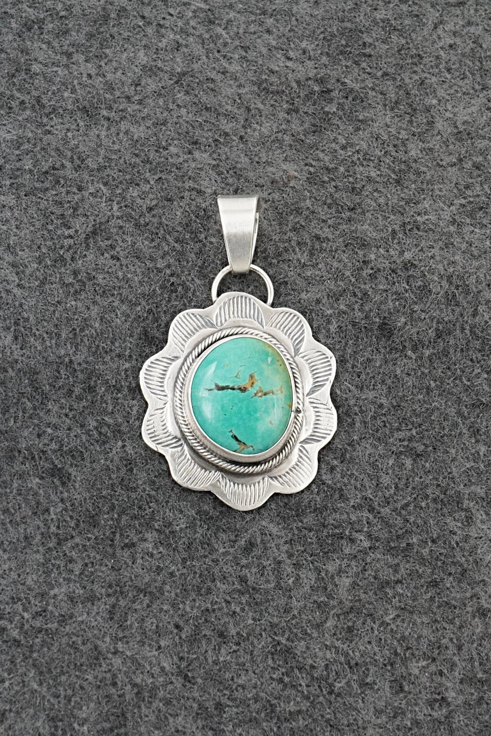 Turquoise & Sterling Silver Pendant - Cordell Platero