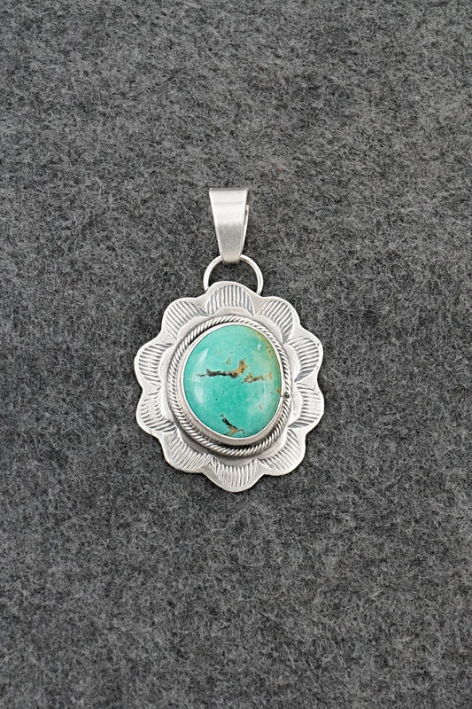 Turquoise & Sterling Silver Pendant - Cordell Platero