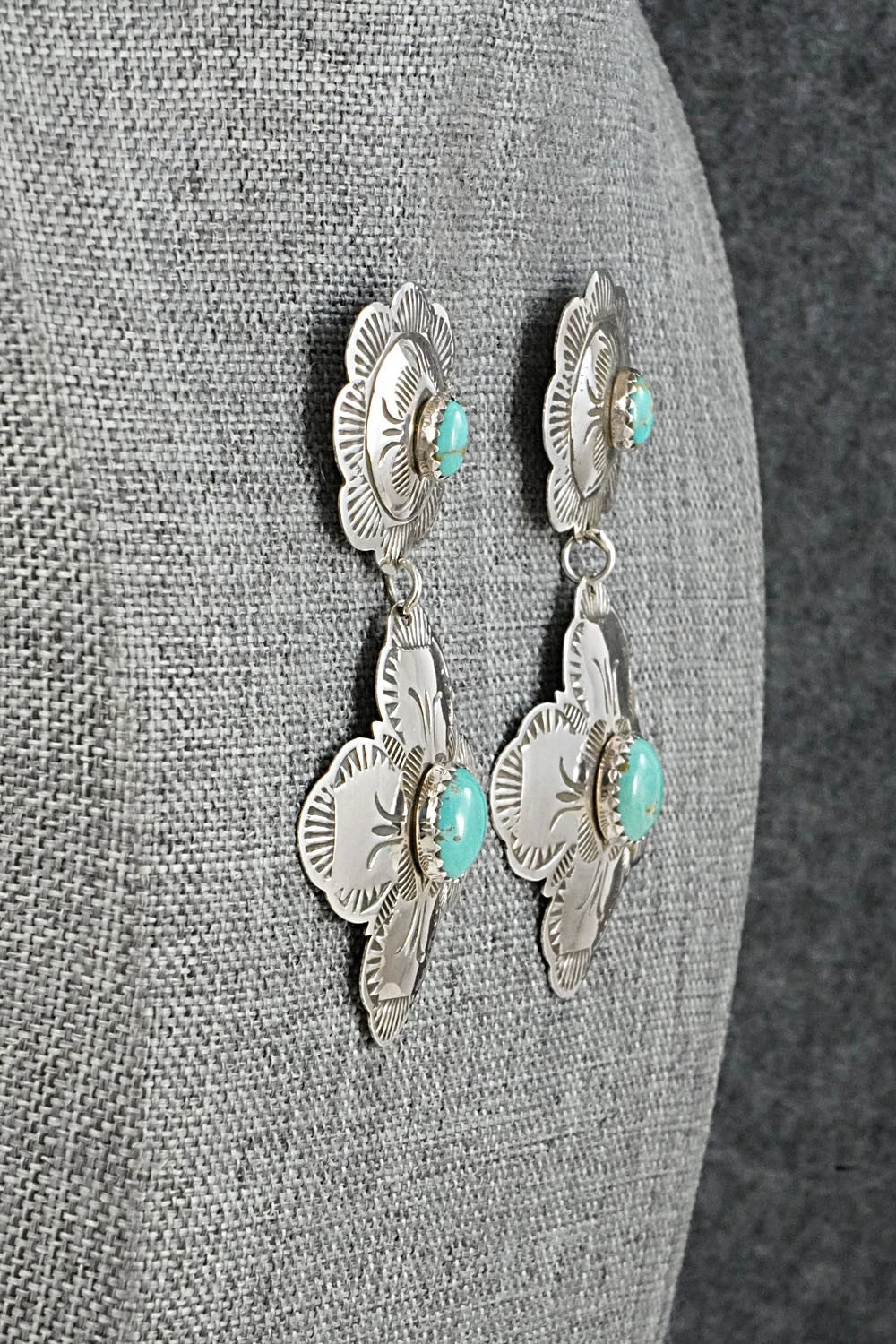 Turquoise & Sterling Silver Earrings - Bertha Begay