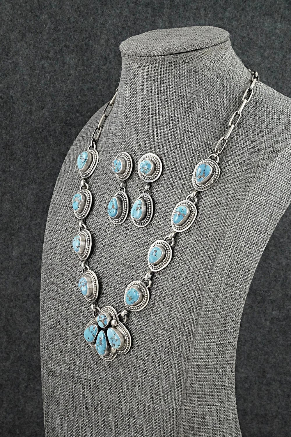 Turquoise & Sterling Silver Necklace and Earrings Set - Kathleen Livingston