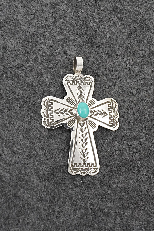 Turquoise & Sterling Silver Pendant - Arnold Blackgoat