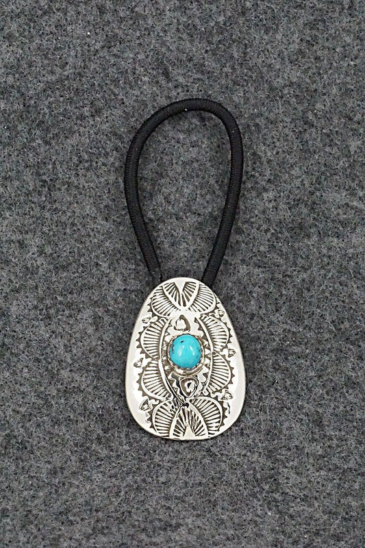 Turquoise & Sterling Silver Hair Tie - Shirley Skeets