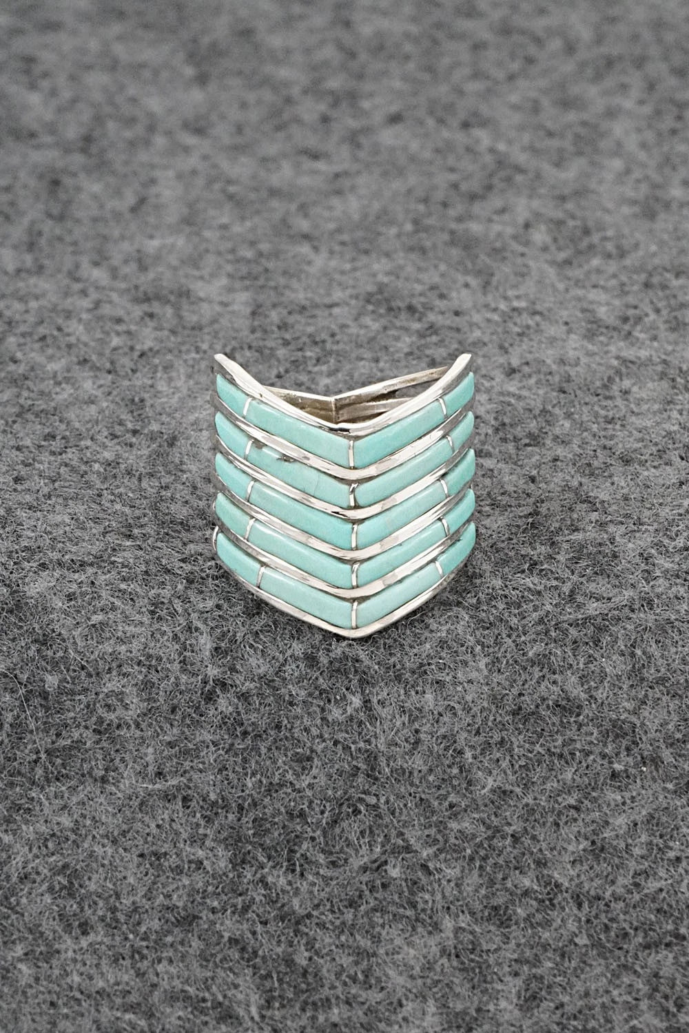 Turquoise & Sterling Silver Ring - Andrew Enrico - Size 8.25