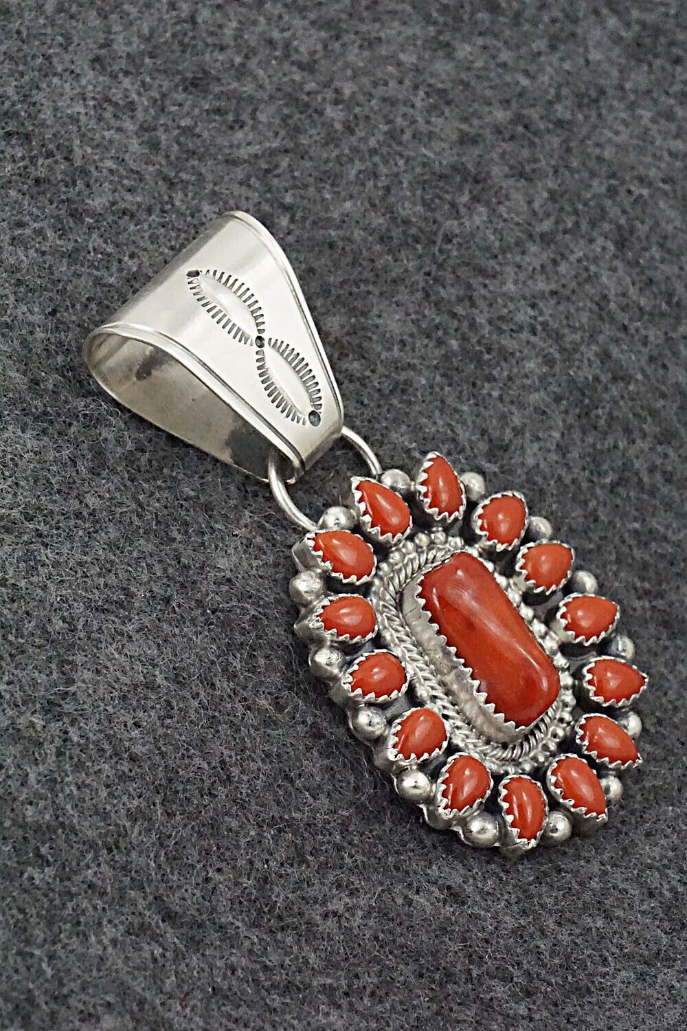 Coral & Sterling Silver Pendant - Tom Lewis