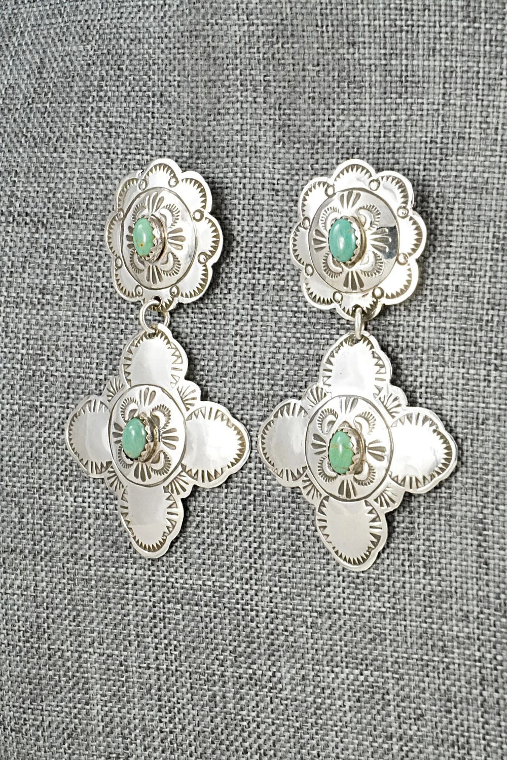 Turquoise & Sterling Silver Earrings - Bertha Begay