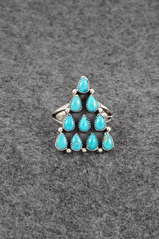 Turquoise & Sterling Silver Ring - Loretta Delgarito - Size 9