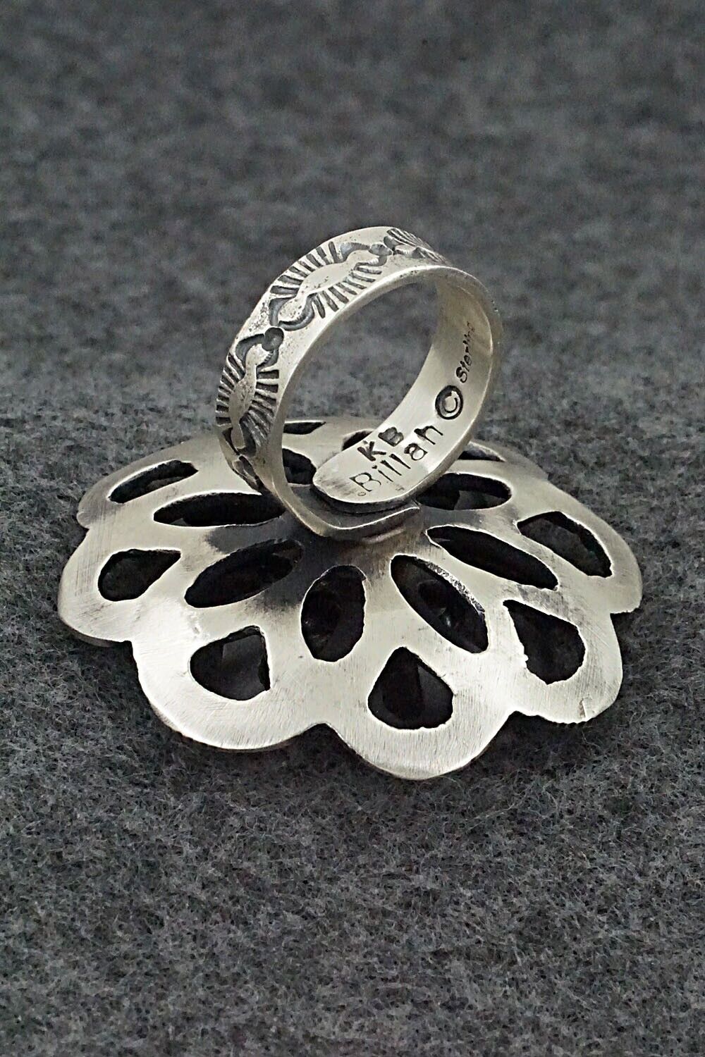 Pink Conch Shell & Sterling Silver Ring - Kevin Billah - Size 9 (Adj)