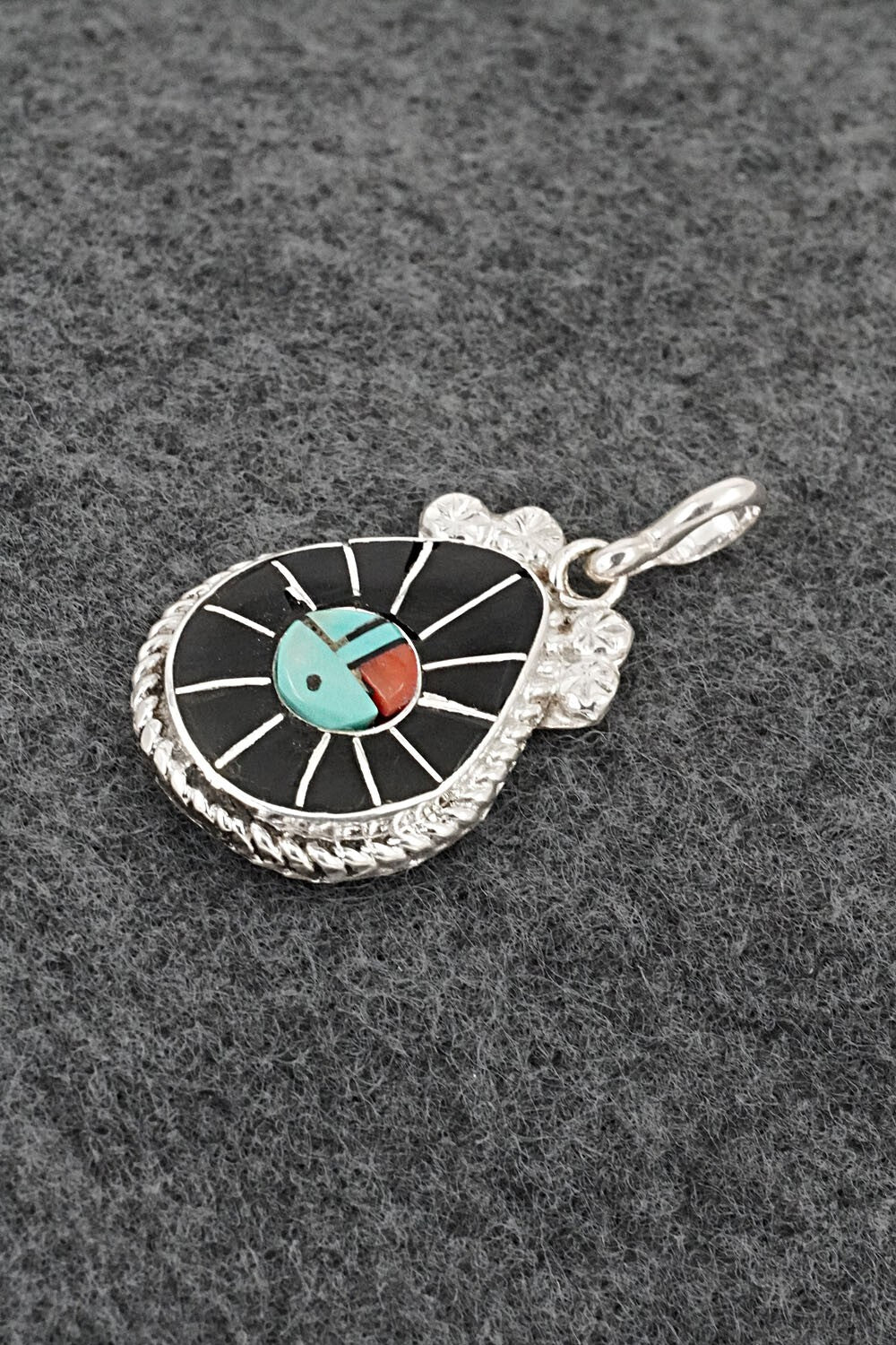 Multi-Stone & Sterling Silver Inlay Pendant - Ola Eriacho