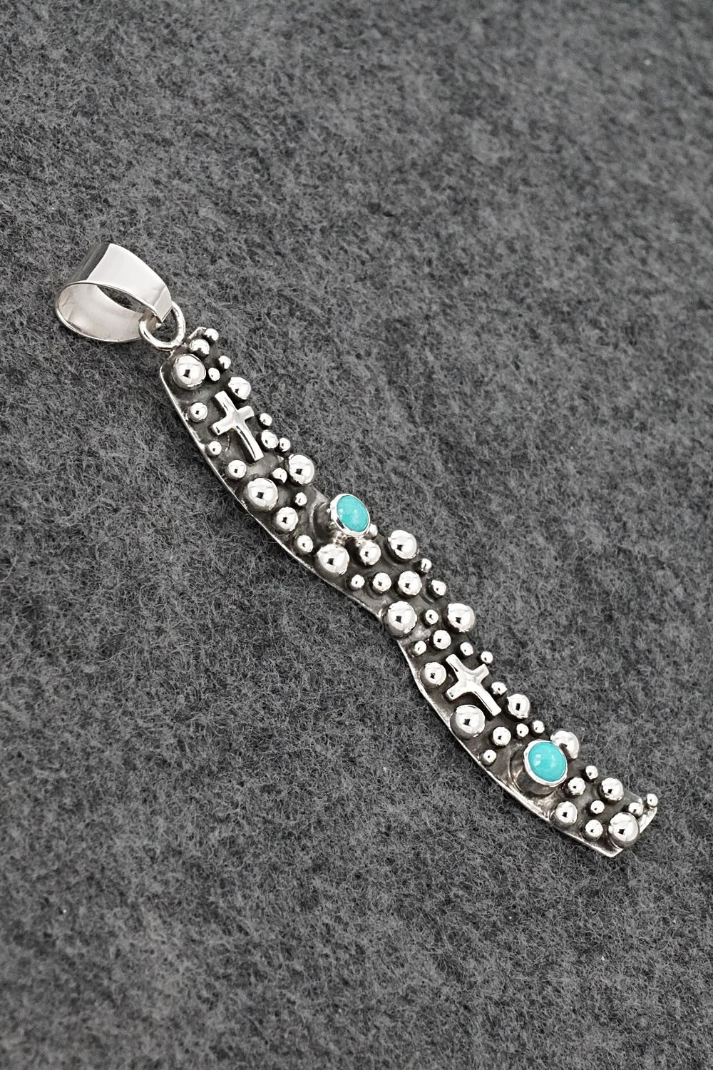 Turquoise & Sterling Silver Pendant - Raymond Coriz