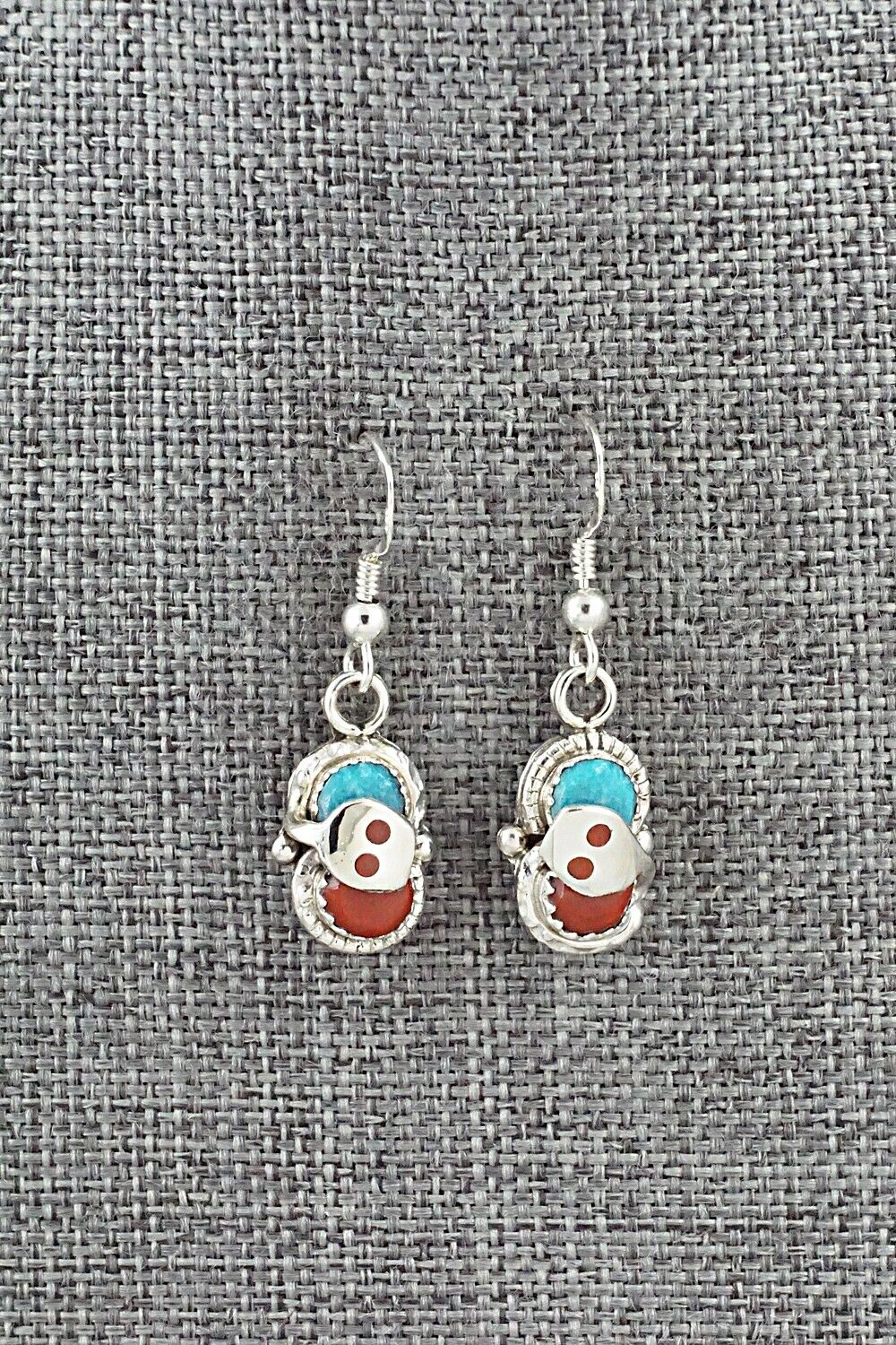 Turquoise, Coral & Sterling Silver Earrings - Joy Calavaza