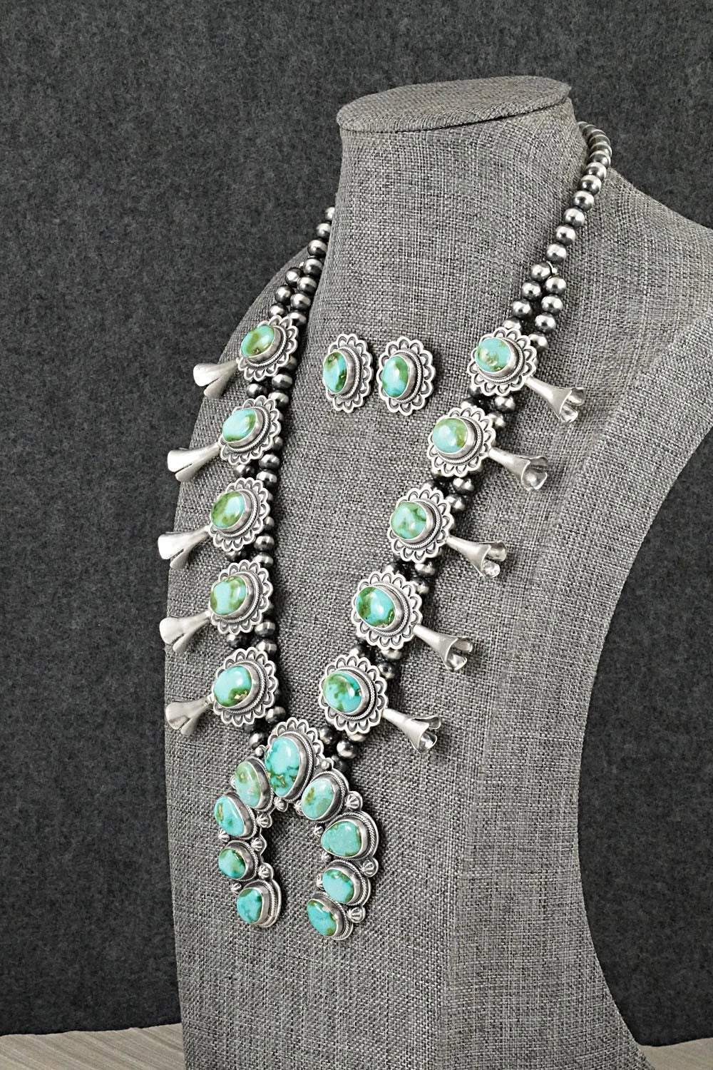 Turquoise & Sterling Silver Squash Blossom Set - Randy Boyd