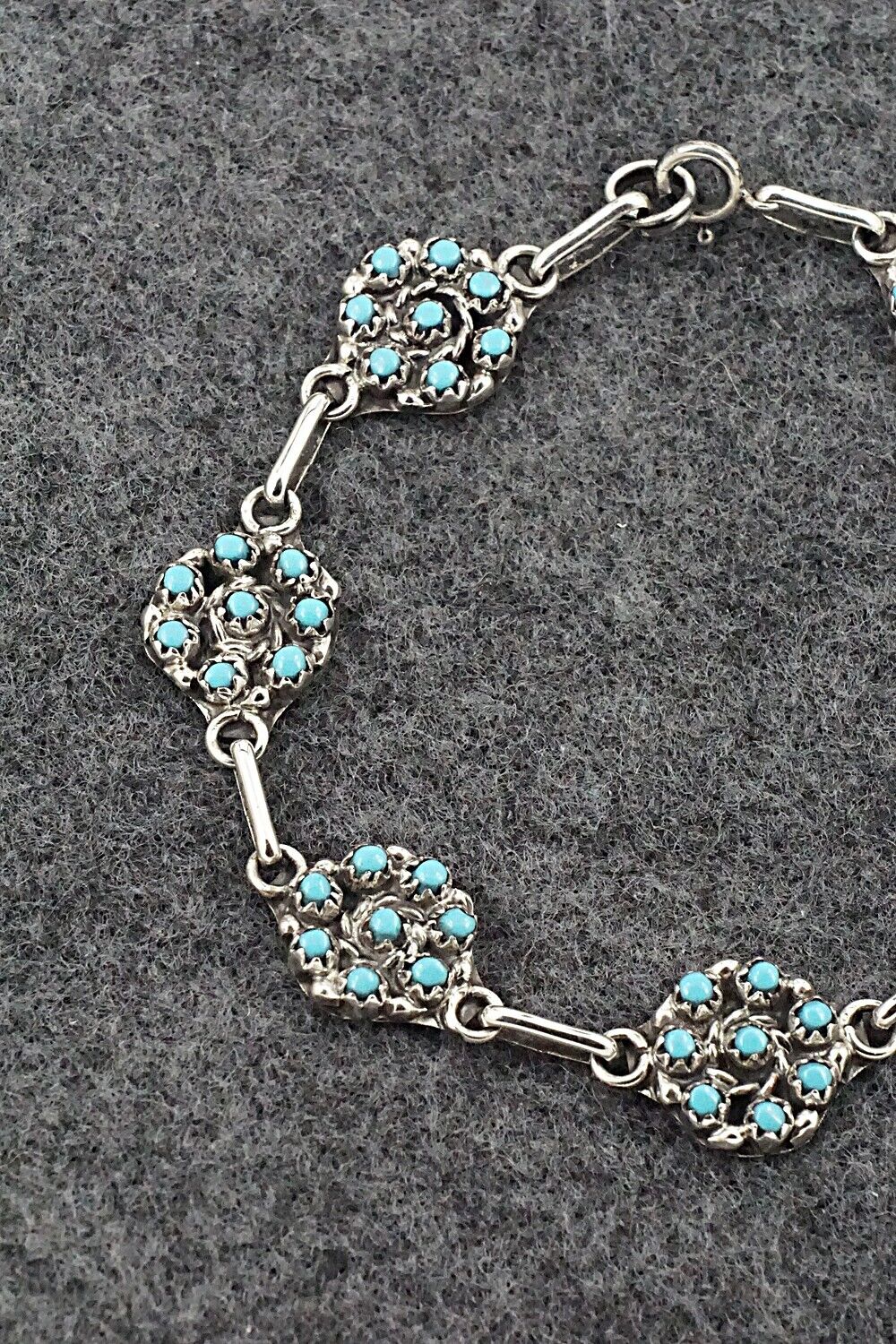 Turquoise & Sterling Silver Link Bracelet - Randy Hooee