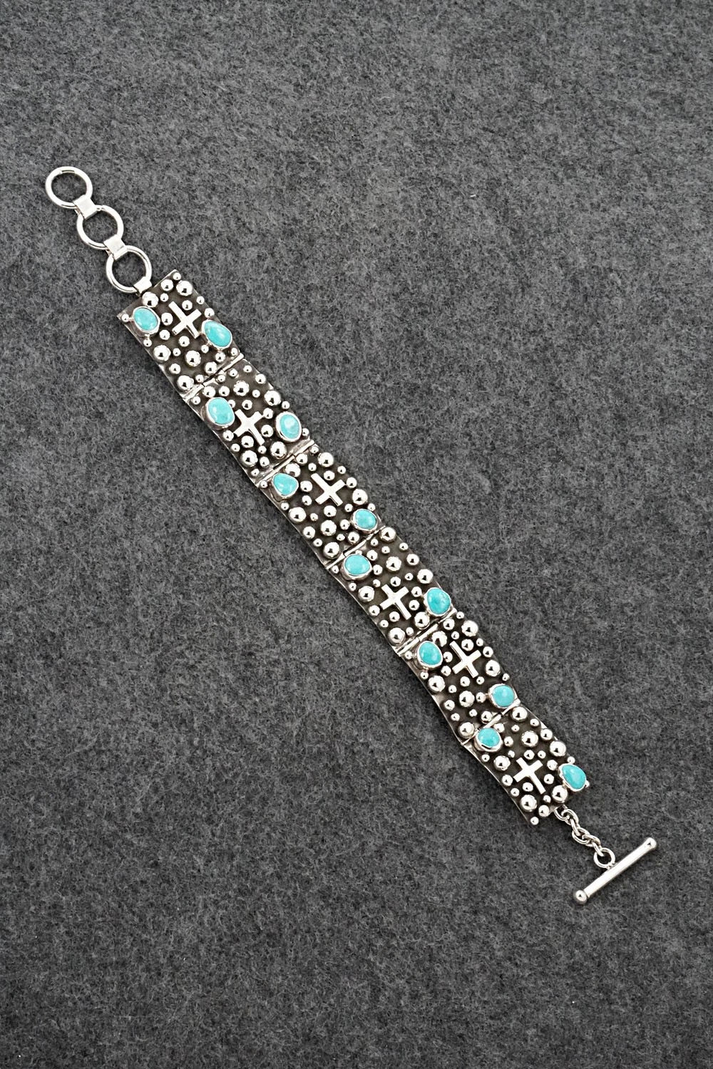 Turquoise & Sterling Silver Link Bracelet - Akee Douglas