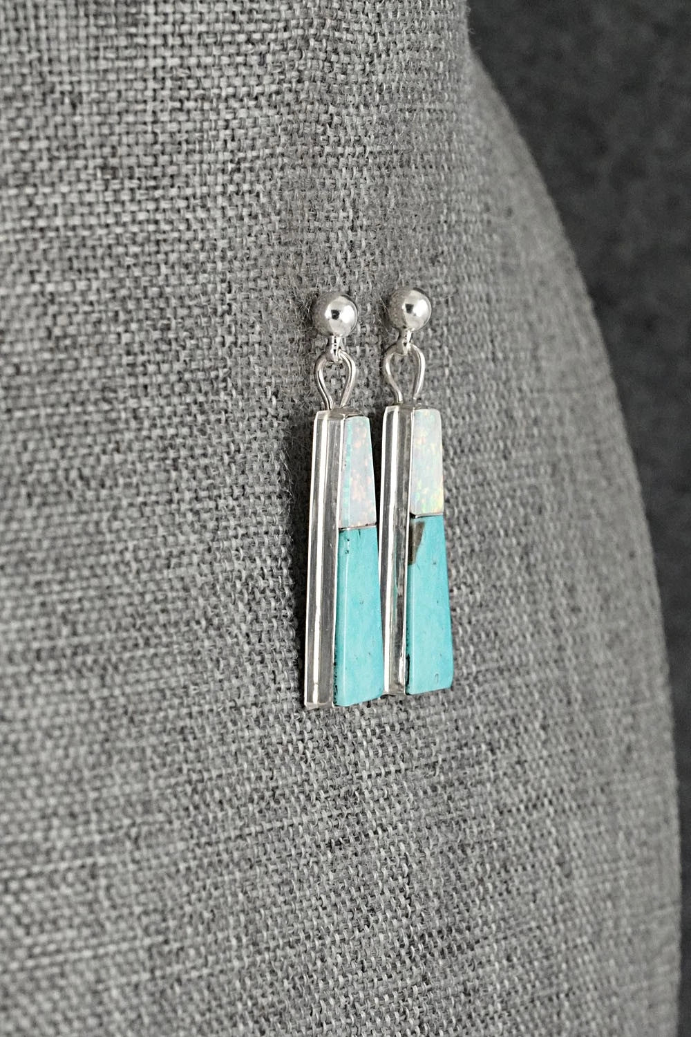 Turquoise, Opalite & Sterling Silver Earrings - Brenda Pete