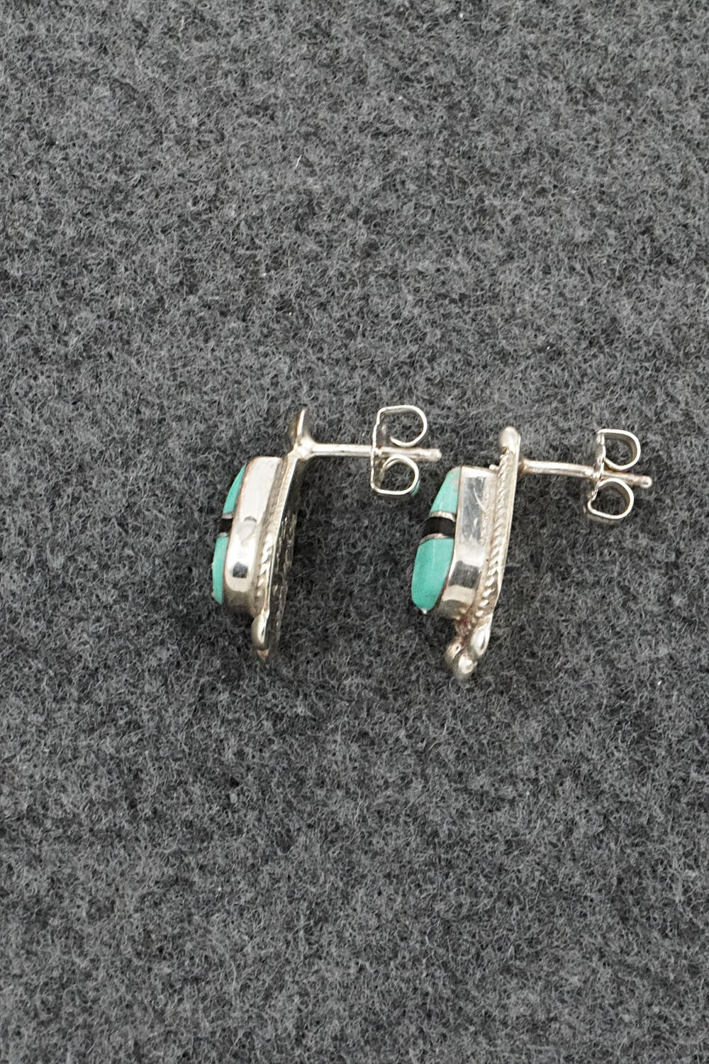 Turquoise, Onyx & Sterling Silver Earrings - Terrance Panteah