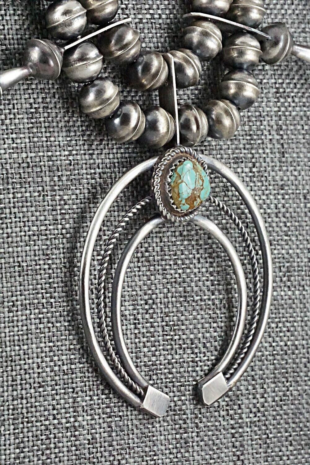 Turquoise & Sterling Silver Squash Blossom Set - Phil Garcia