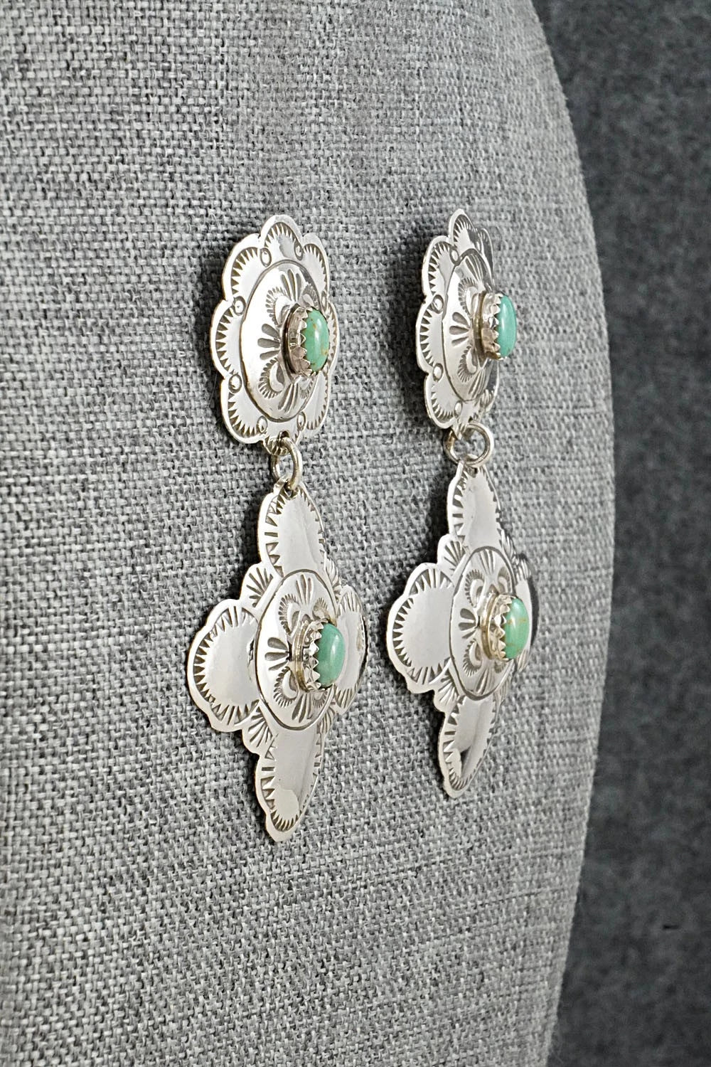Turquoise & Sterling Silver Earrings - Bertha Begay