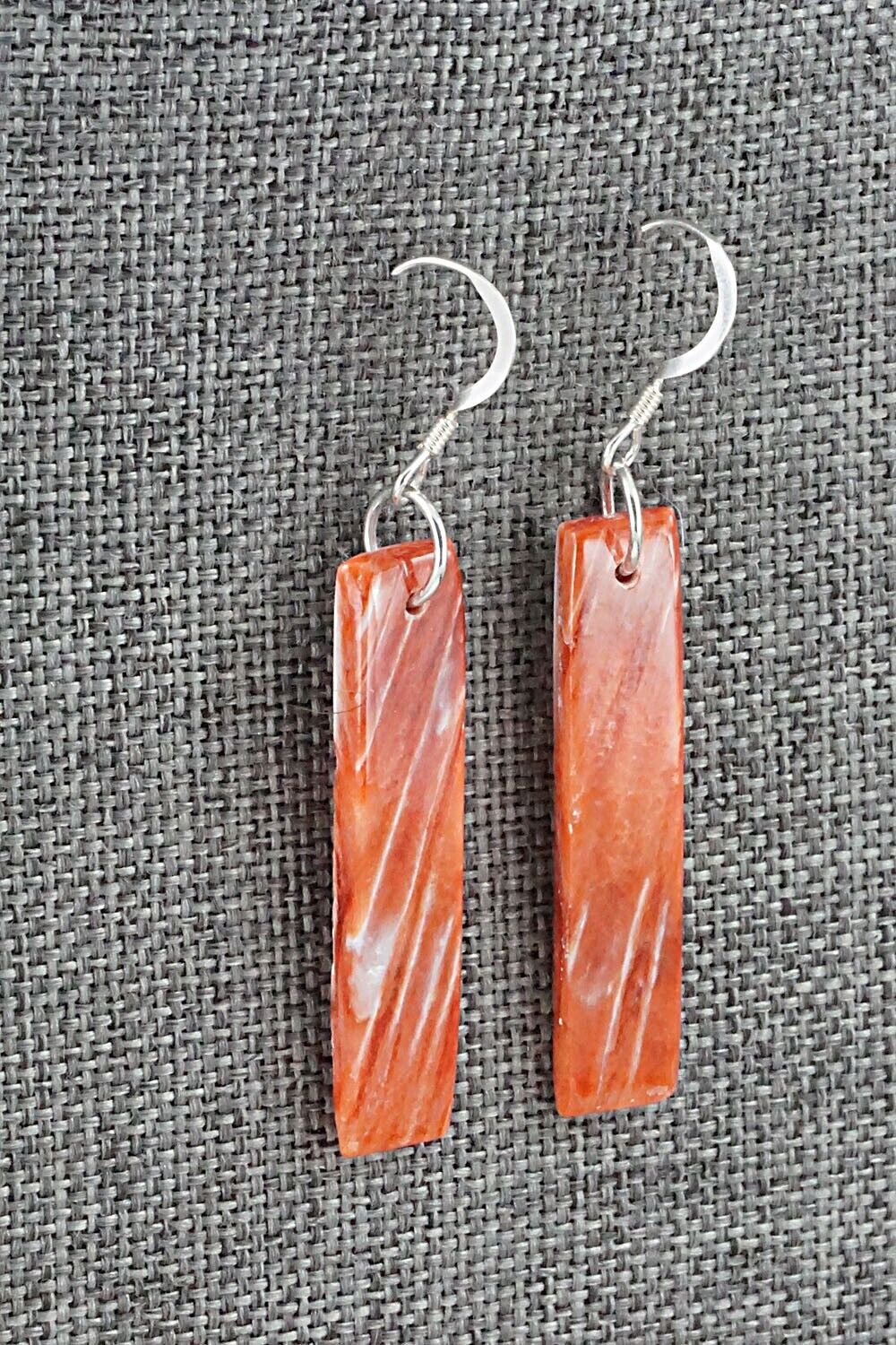 Spiny Oyster & Sterling Silver Earrings - Louise Pete