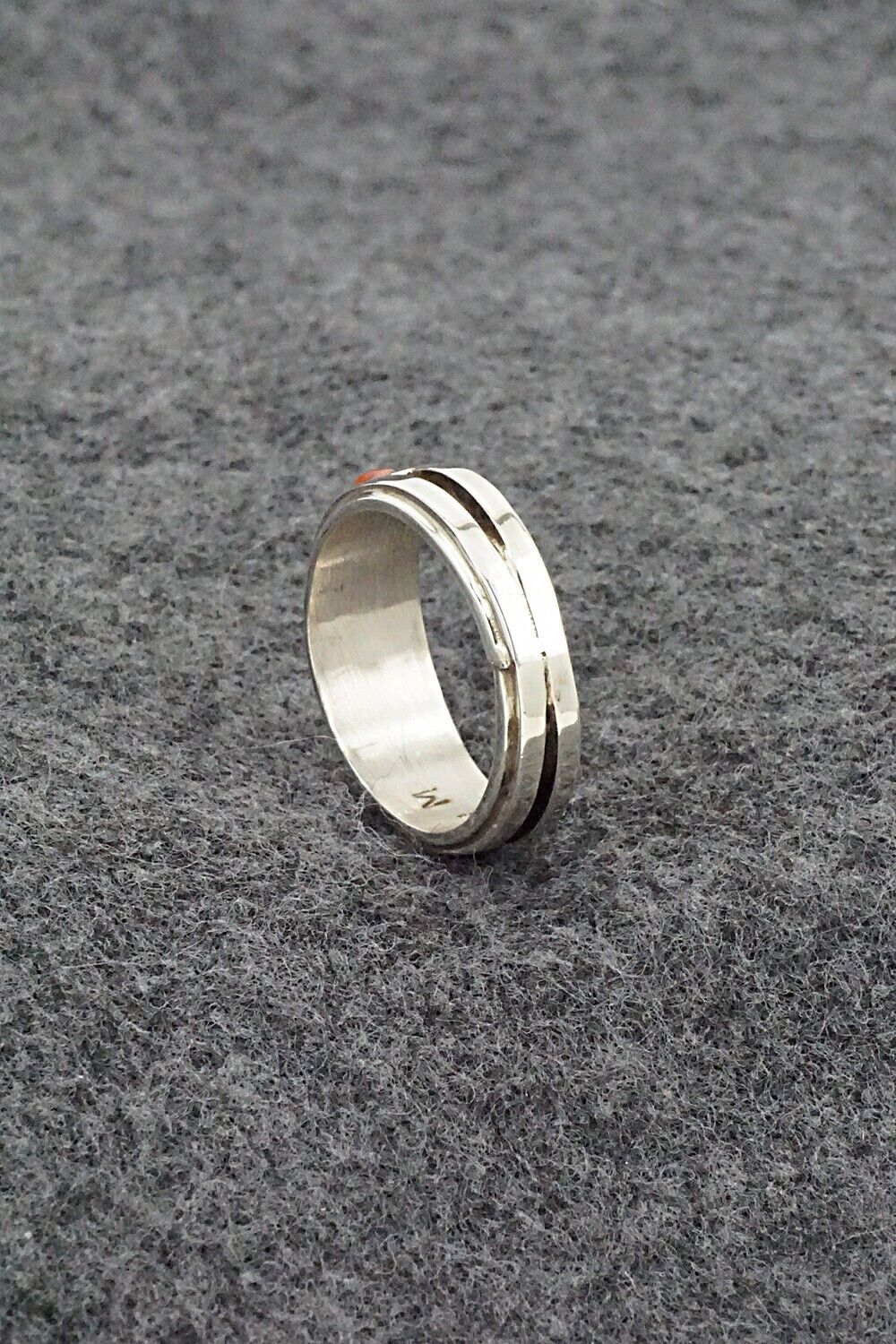 Coral & Sterling Silver Inlay Ring - Wilbert Muskett Jr. - Size 7