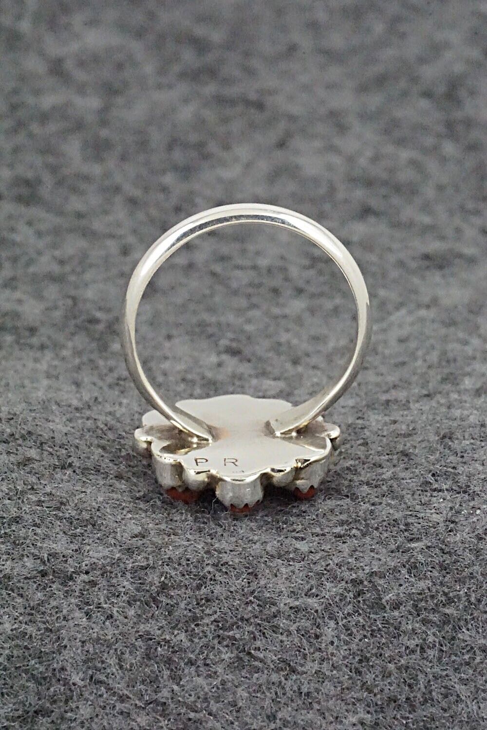 Coral & Sterling Silver Ring - Priscilla Reeder - Size 8