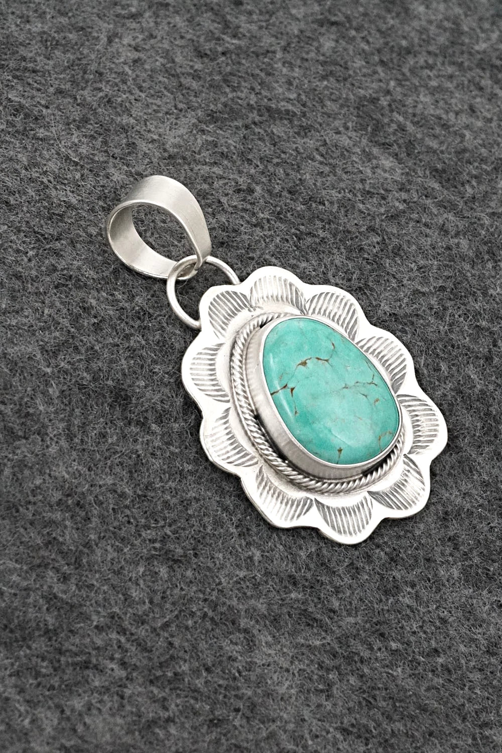 Turquoise & Sterling Silver Pendant - Cordell Platero