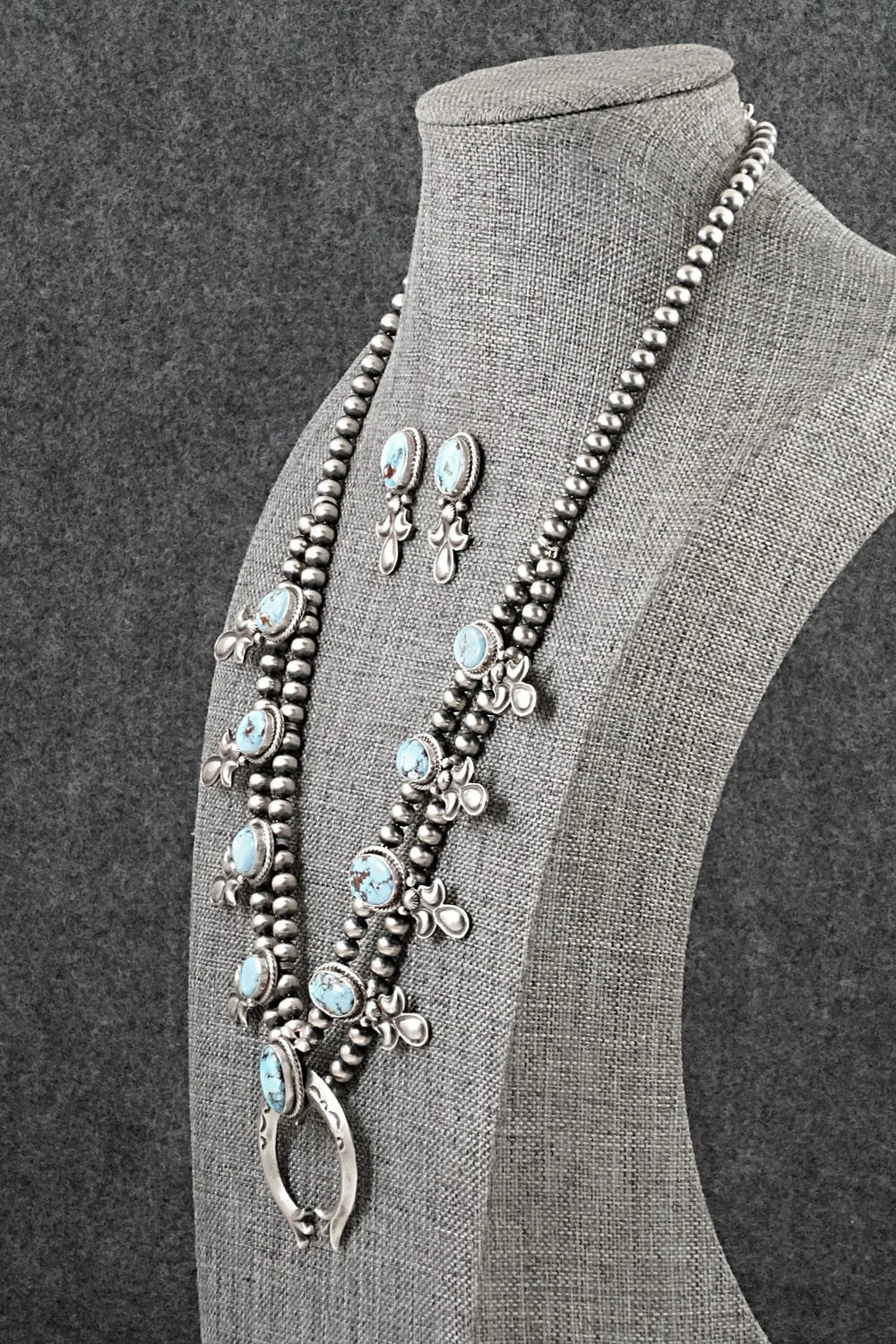Turquoise & Sterling Silver Squash Blossom Set - Adrienne Gordon