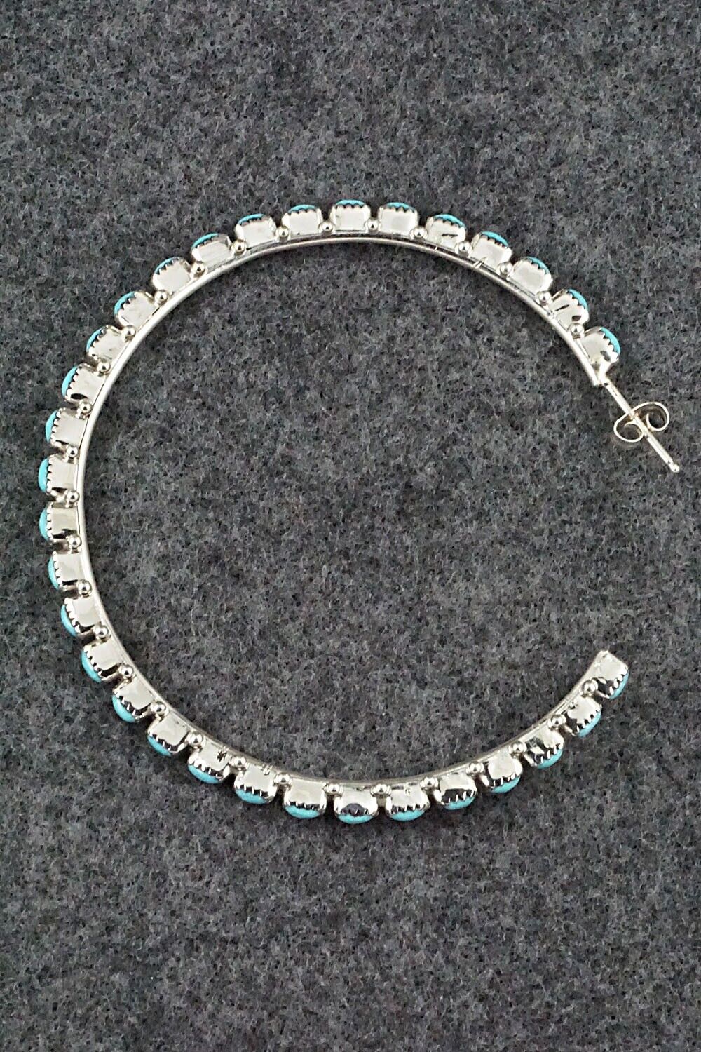 Turquoise & Sterling Silver Hoop Earrings - Thomacita