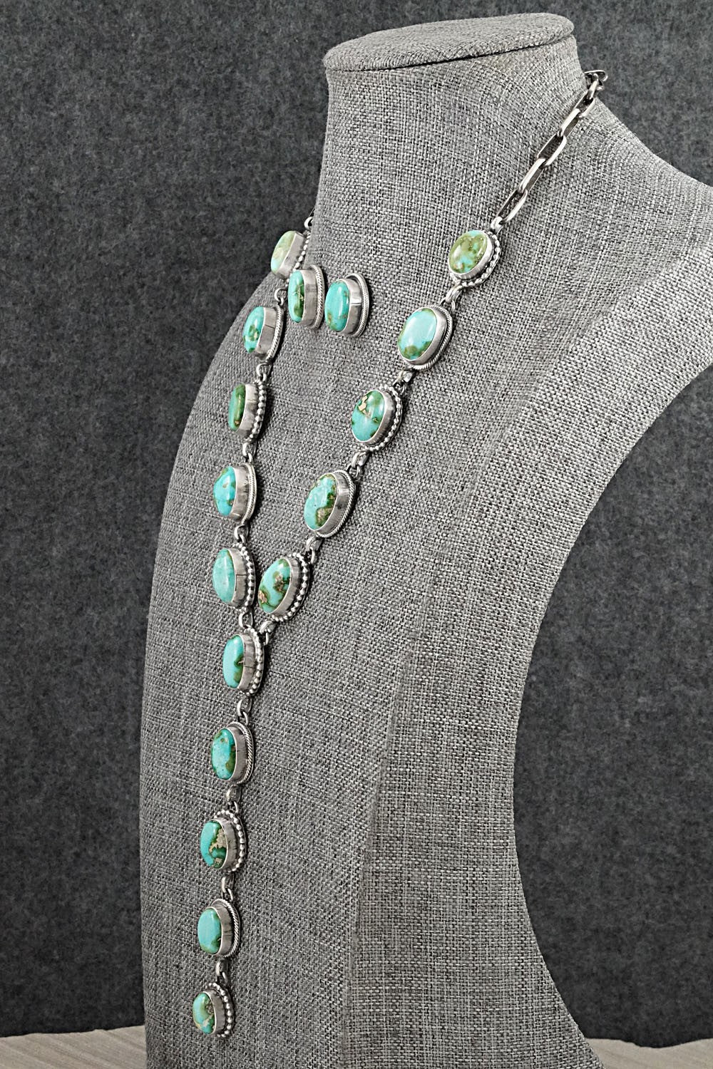 Turquoise & Sterling Silver Necklace and Earrings Set - Darrin Livingston