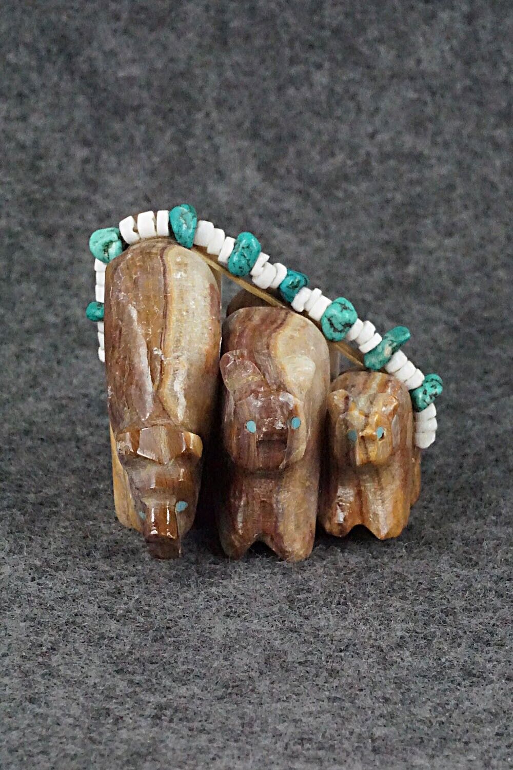 Bear Family Zuni Fetish Carving - Tim Lementino