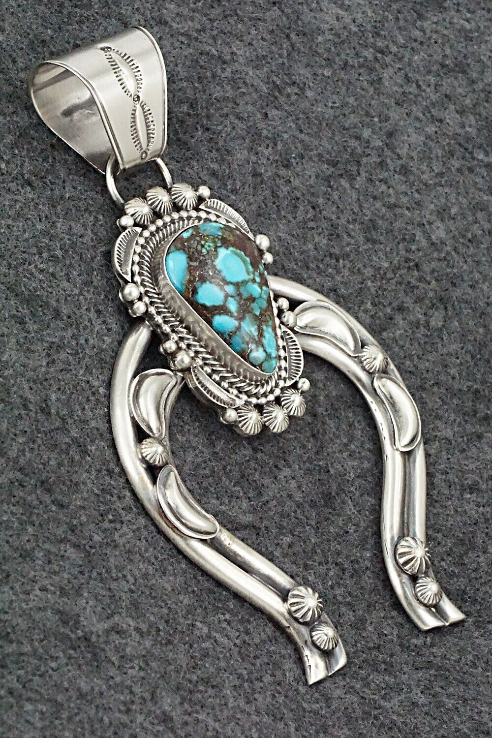 Turquoise & Sterling Silver Naja Pendant - Tom Lewis