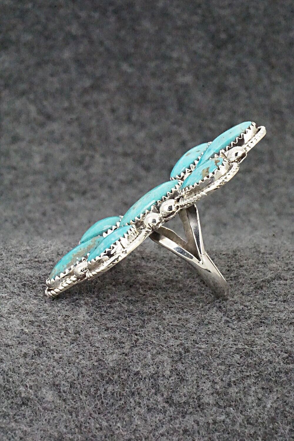 Turquoise & Sterling Silver Ring - Ernest Hawthorne - Size 8