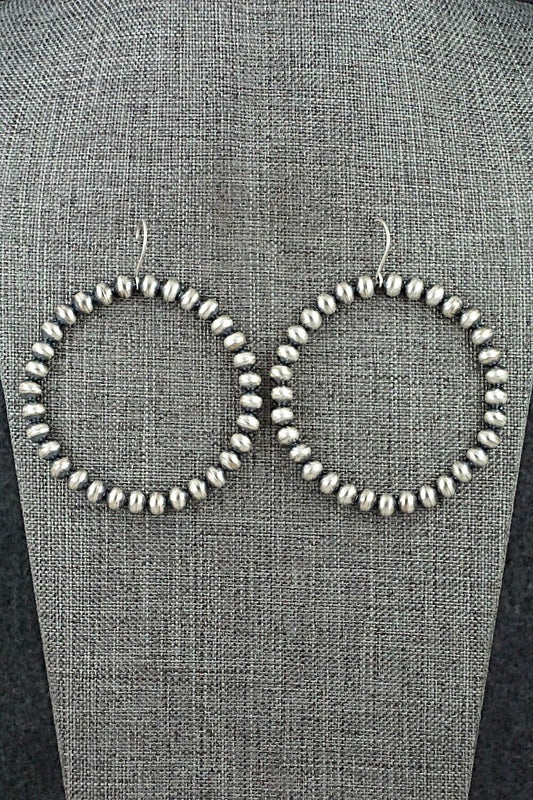 Sterling Silver Navajo Pearl Hoop Earrings - Amanda Larry