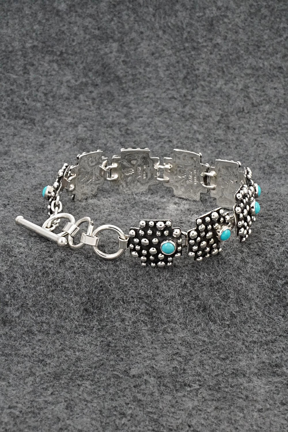 Turquoise & Sterling Silver Link Bracelet - Raymond Coriz