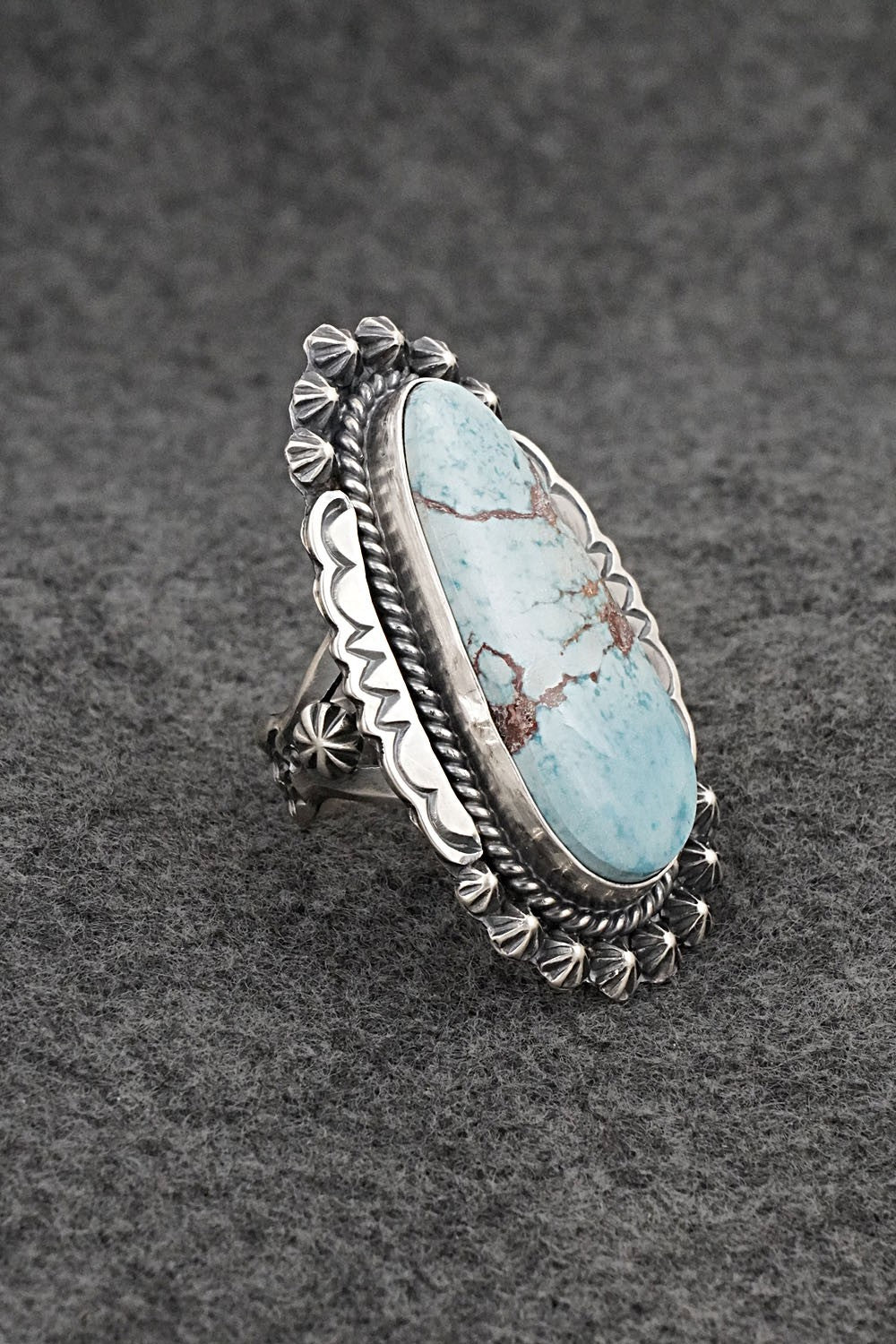 Turquoise & Sterling Silver Ring - Raymond Delgarito - Size 9.5