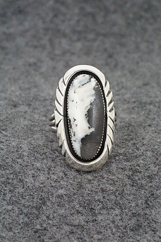 White Buffalo & Sterling Silver Ring - Myra Benally - Size 7.25