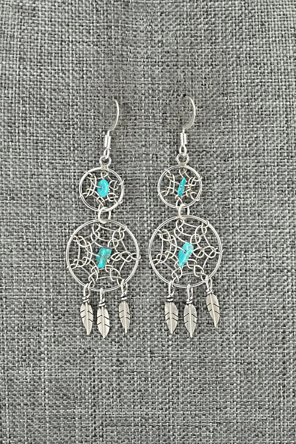 Turquoise & Sterling Silver Earrings - Lorenzo Arviso Jr.