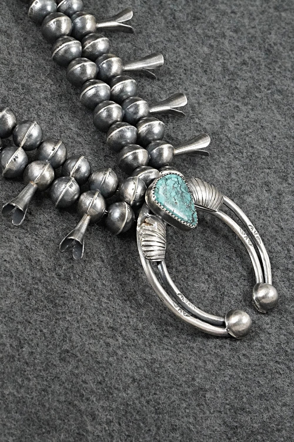 Turquoise & Sterling Silver Squash Blossom Set - Gilbert Martin