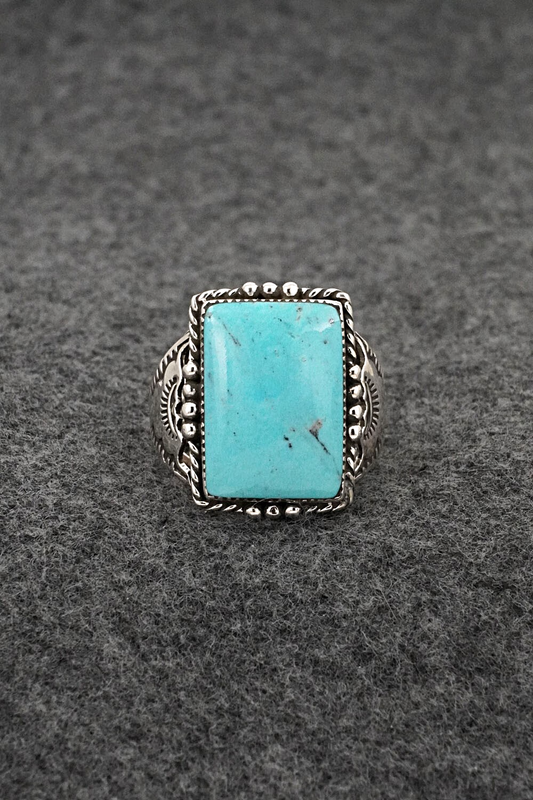 Turquoise & Sterling Silver Ring - Gregg Yazzie - Size 8
