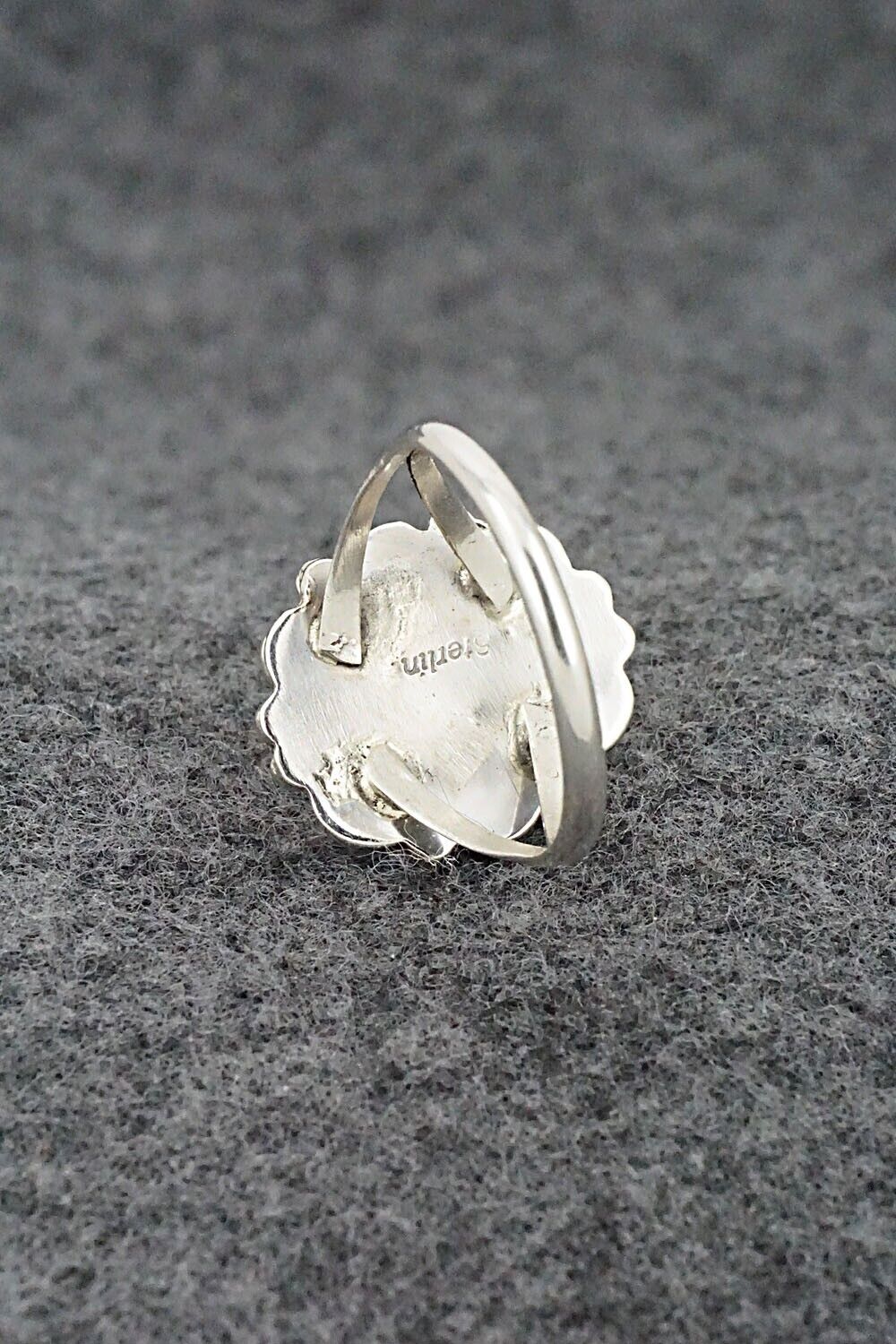 Pink Conch Shell & Sterling Silver Ring - Freda Martinez - Size 8.75