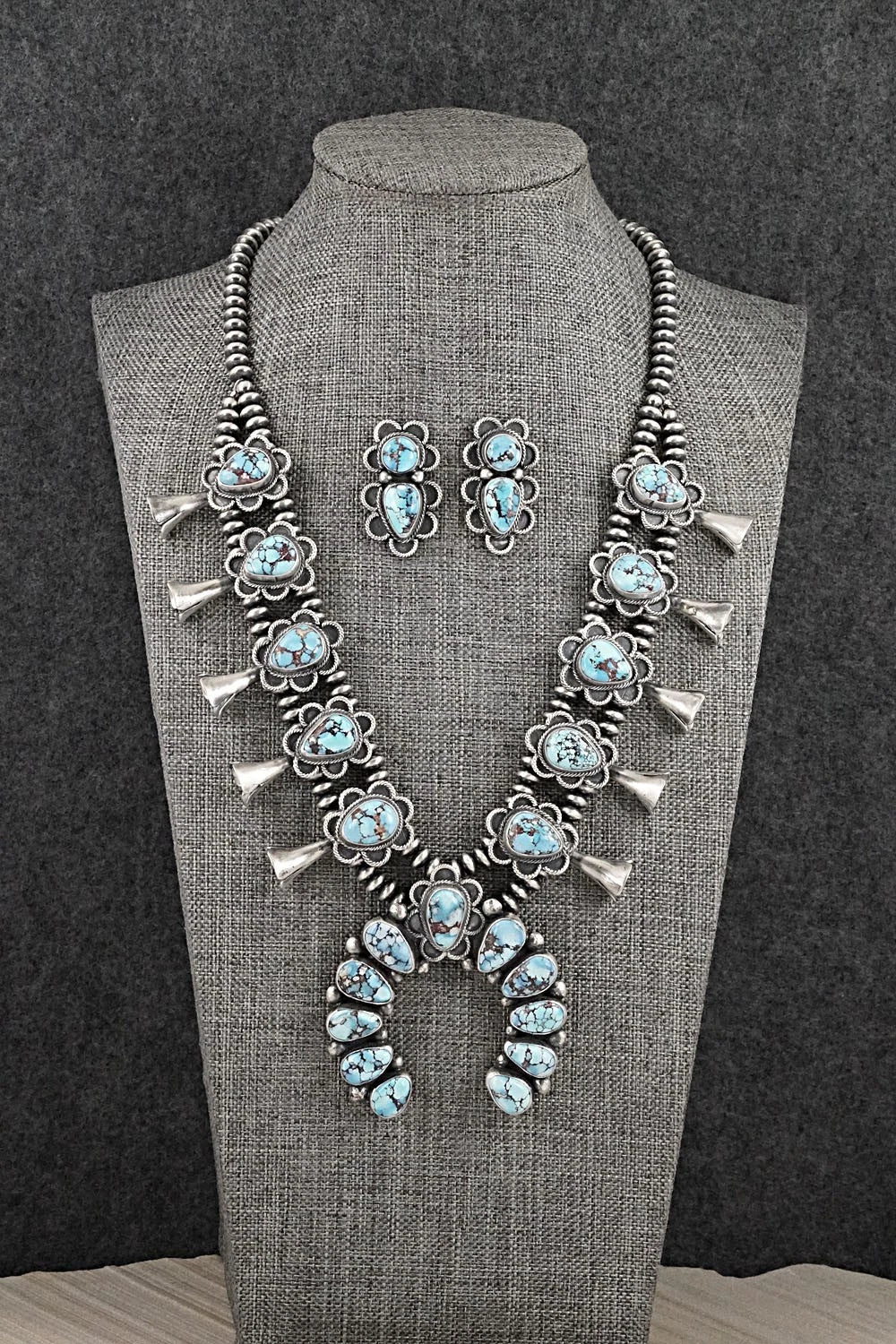 Turquoise & Sterling Silver Squash Blossom Set - Darrin Livingston