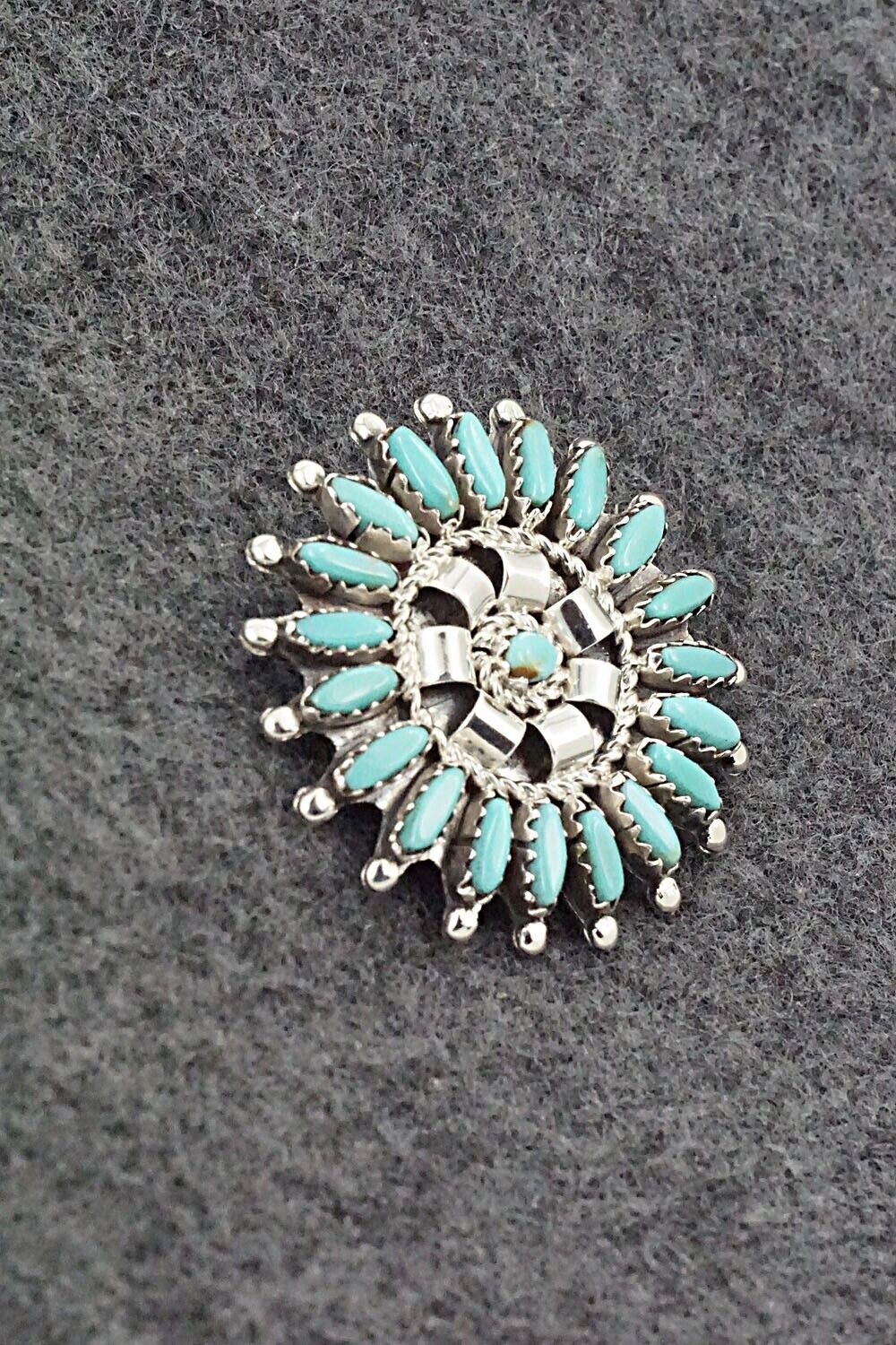 Turquoise & Sterling Silver Pendant/Pin - Nathaniel Nez