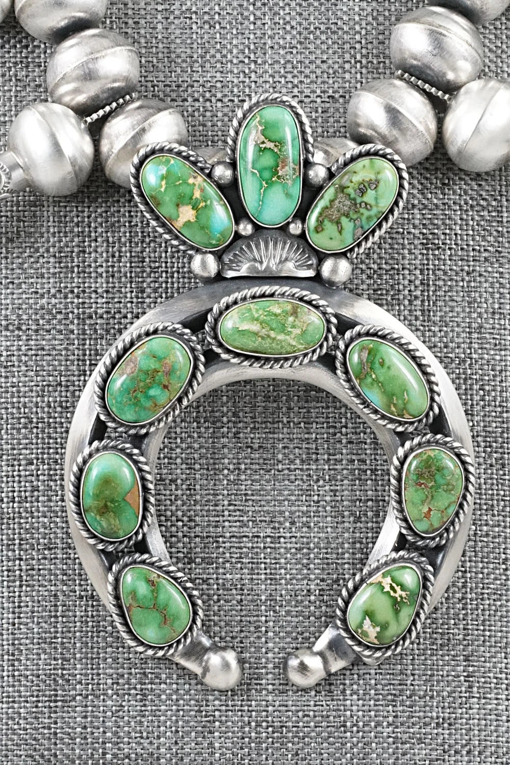 Turquoise & Sterling Silver Squash Blossom Necklace - Chris Hale