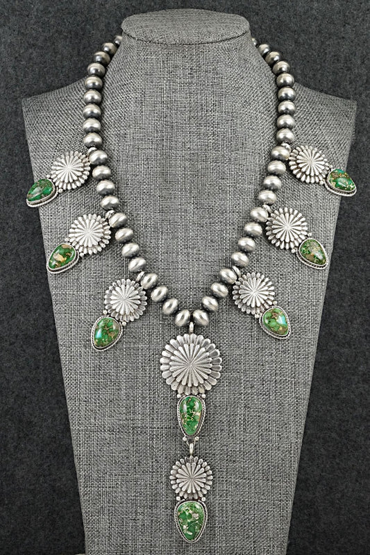 Turquoise & Sterling Silver Navajo Pearl Necklace - Adrienne Gordon