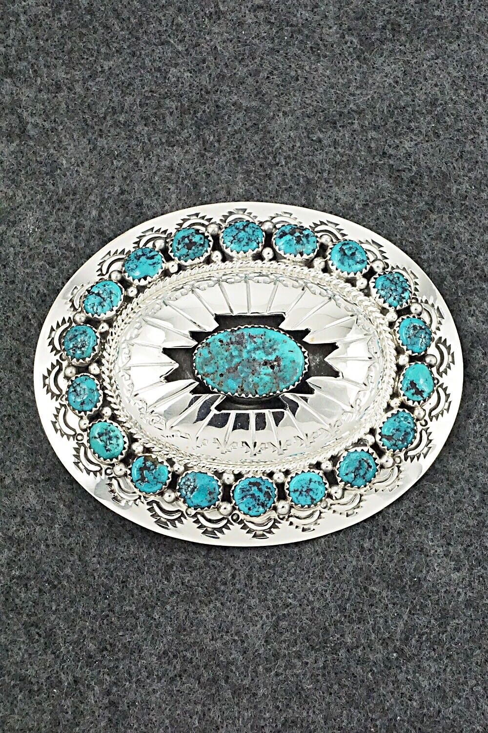 Turquoise & Sterling Silver Belt Buckle - Wilbert Muskett Sr.