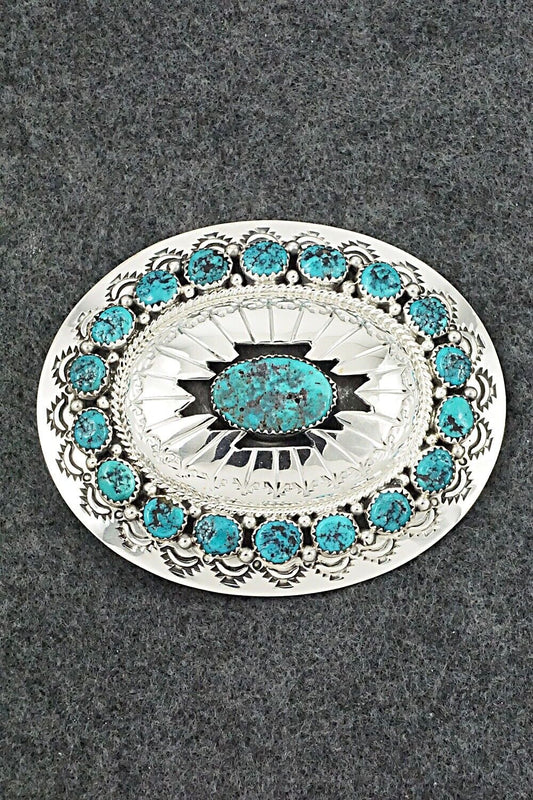 Turquoise & Sterling Silver Belt Buckle - Wilbert Muskett Sr.