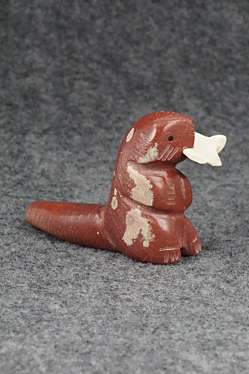 Otter with Fish Zuni Fetish Carving - Justin Red Elk