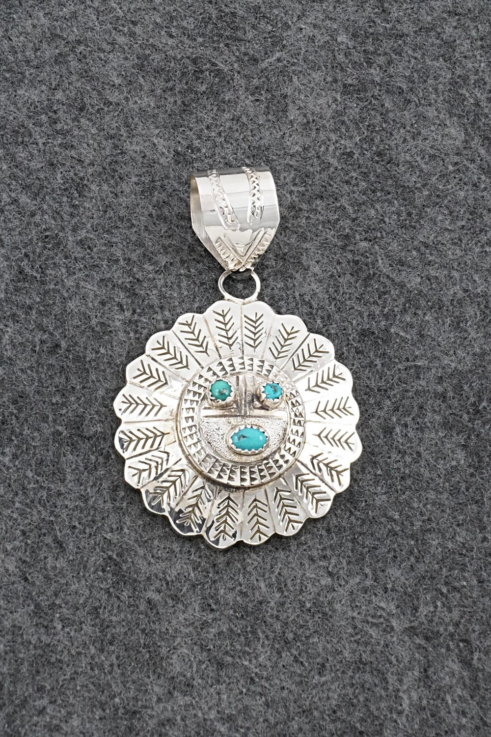 Turquoise & Sterling Silver Pendant - Alonzo Mariano