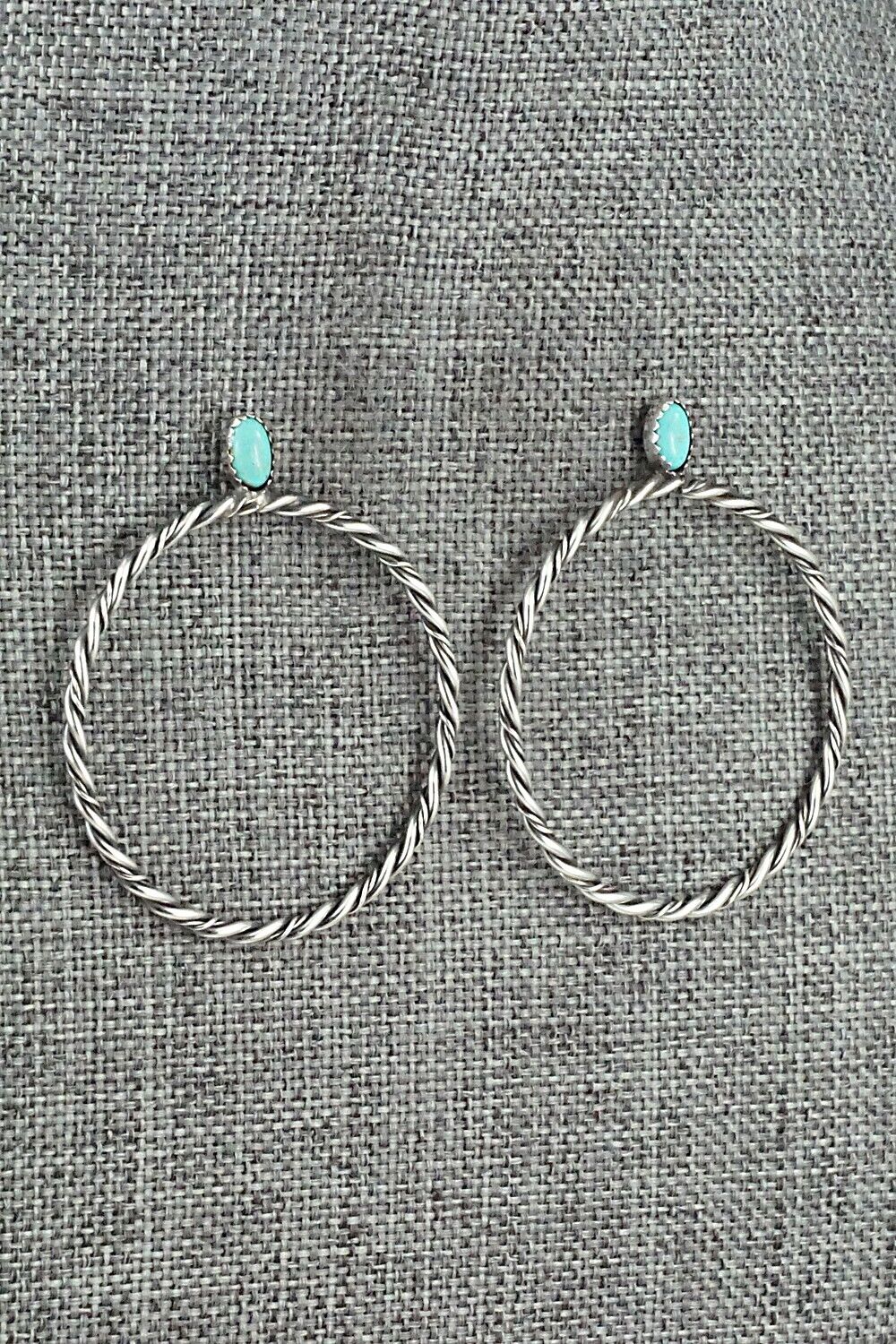 Turquoise & Sterling Silver Earrings - Nelson Leonard Jr.