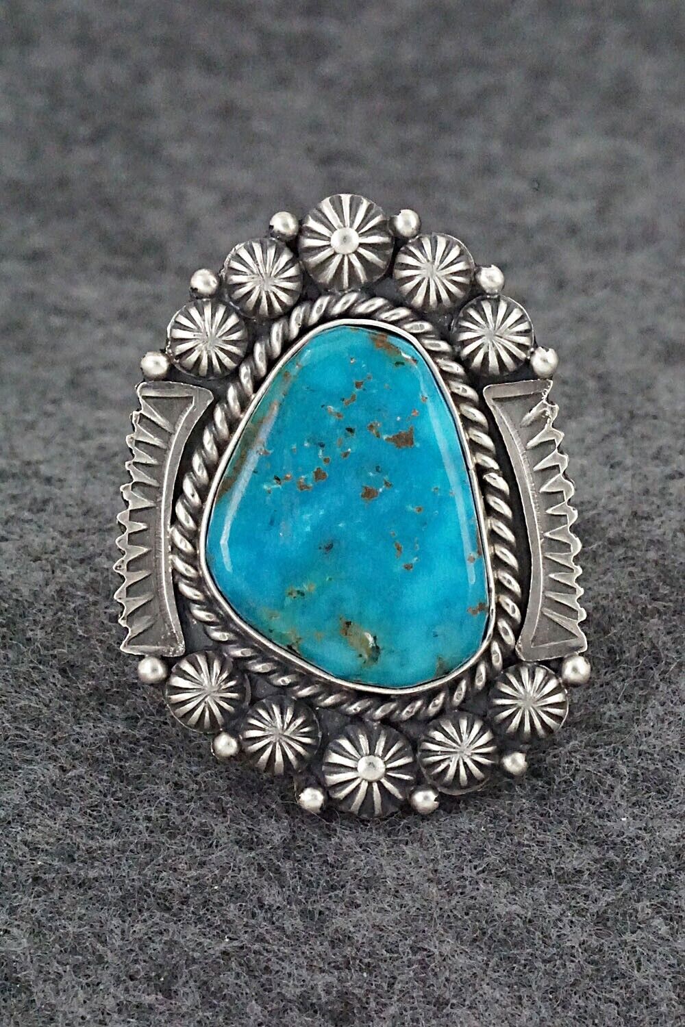 Turquoise & Sterling Silver Ring - Rosita Calladitto - Size 8.5